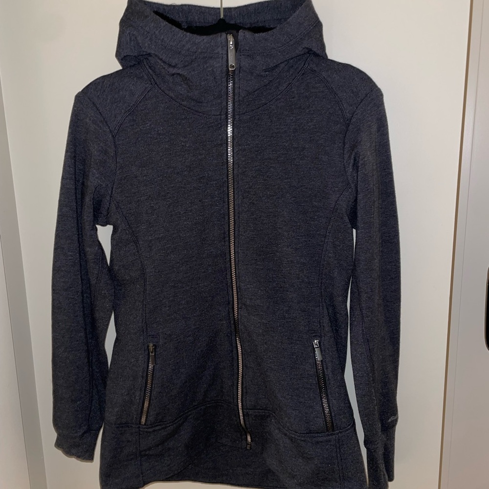 black fuzzy eddie bauer full zip jacket -size S